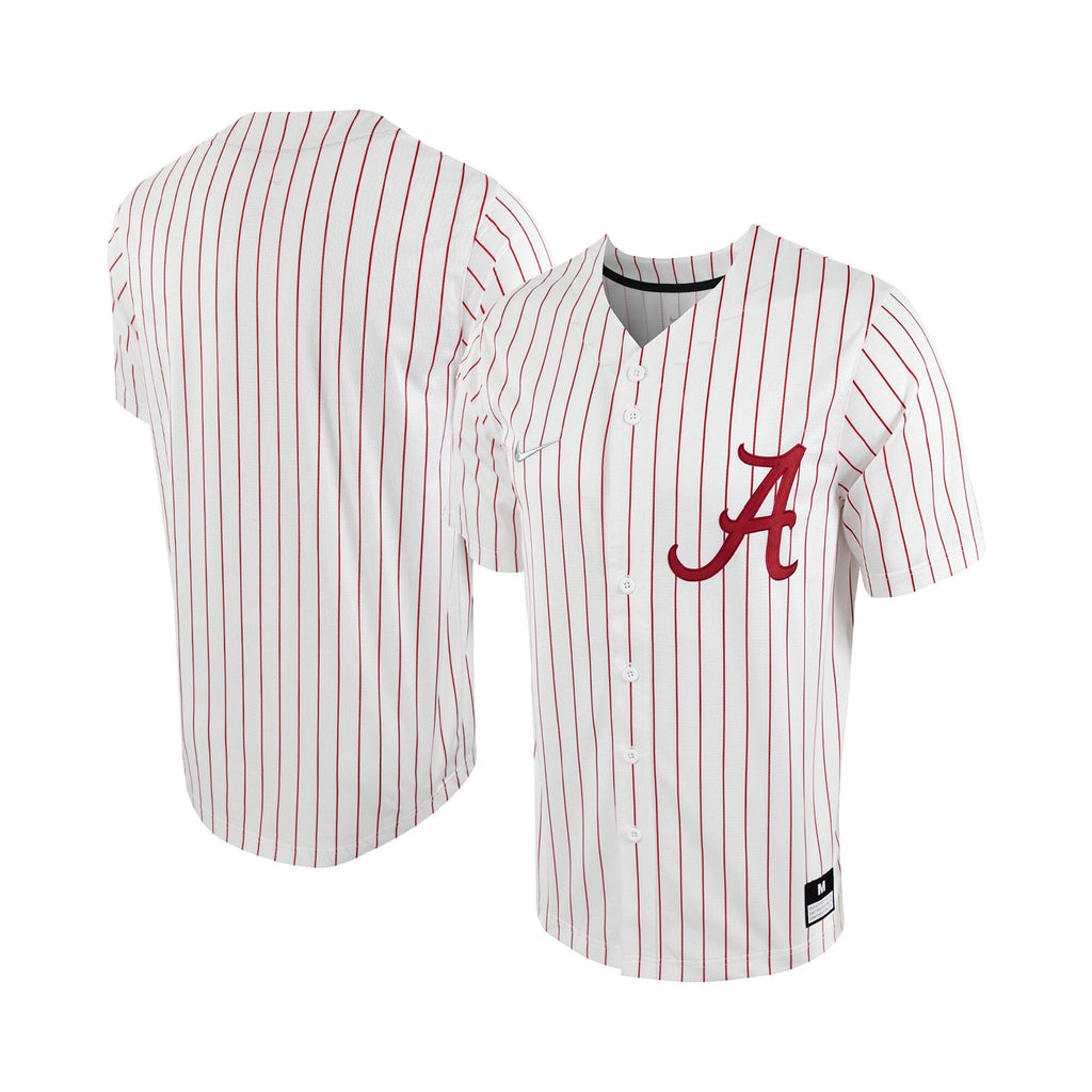 White/Crimson Alabama Crimson Tide Pinstripe Replica Full-Button Baseball Jersey