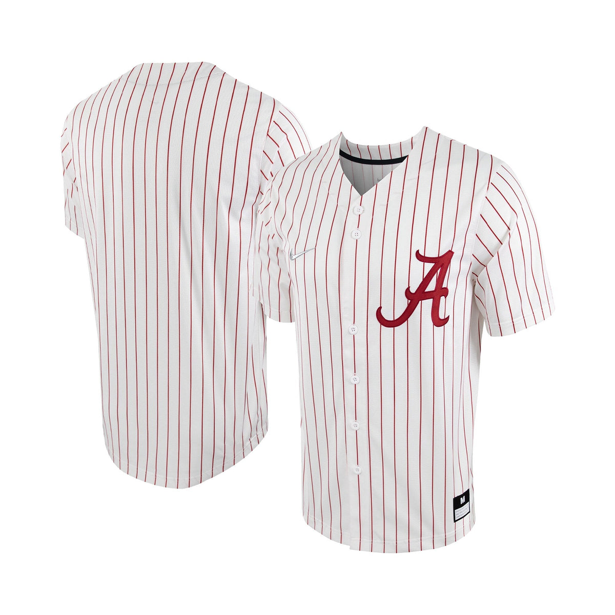 White/Crimson Alabama Crimson Tide Pinstripe Replica Full-Button Baseball Jersey