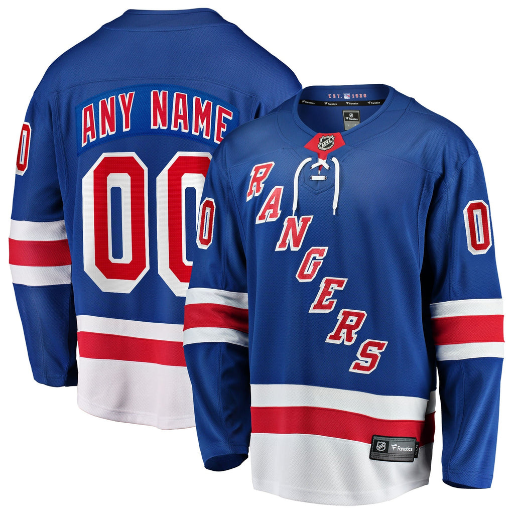 New York Rangers Blue Home Breakaway Custom Hockey Jersey