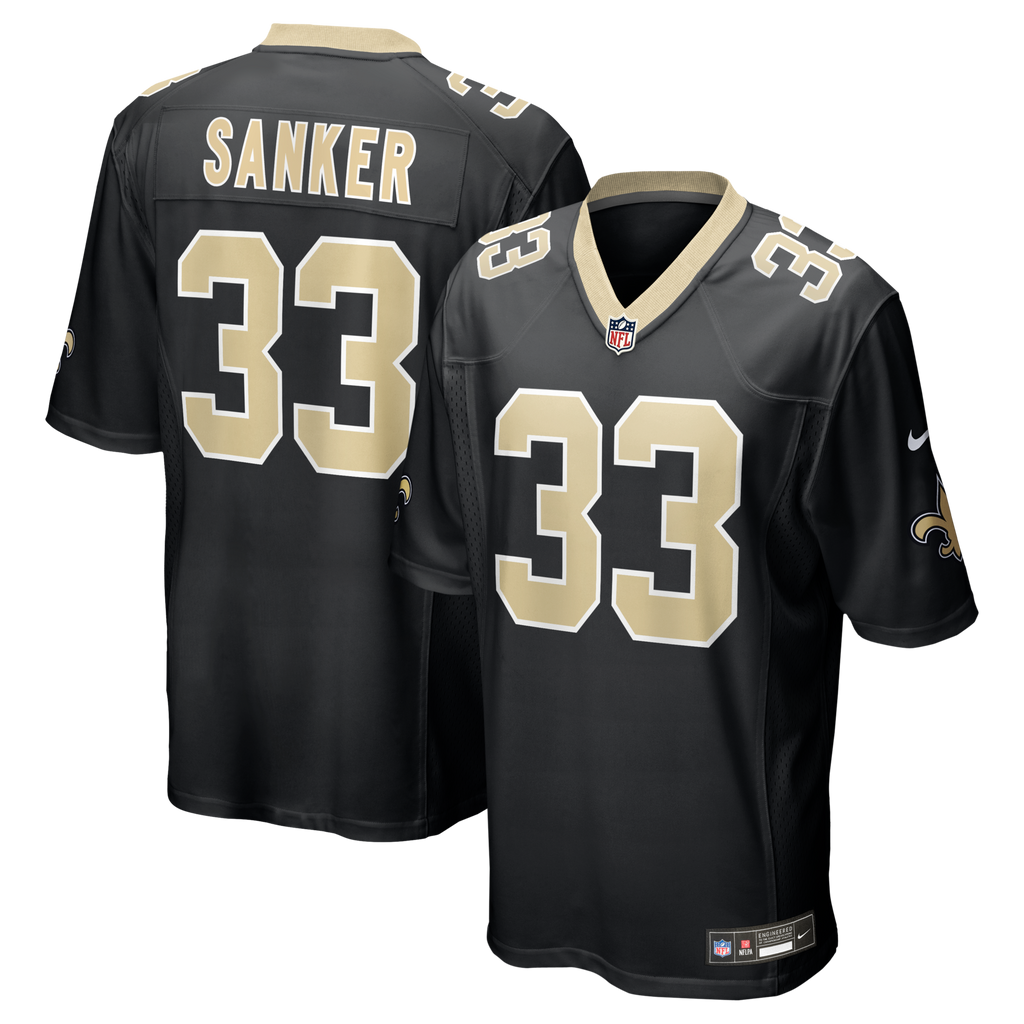 New Orleans Saints Jonas Sanker Black Team Game Football Jersey