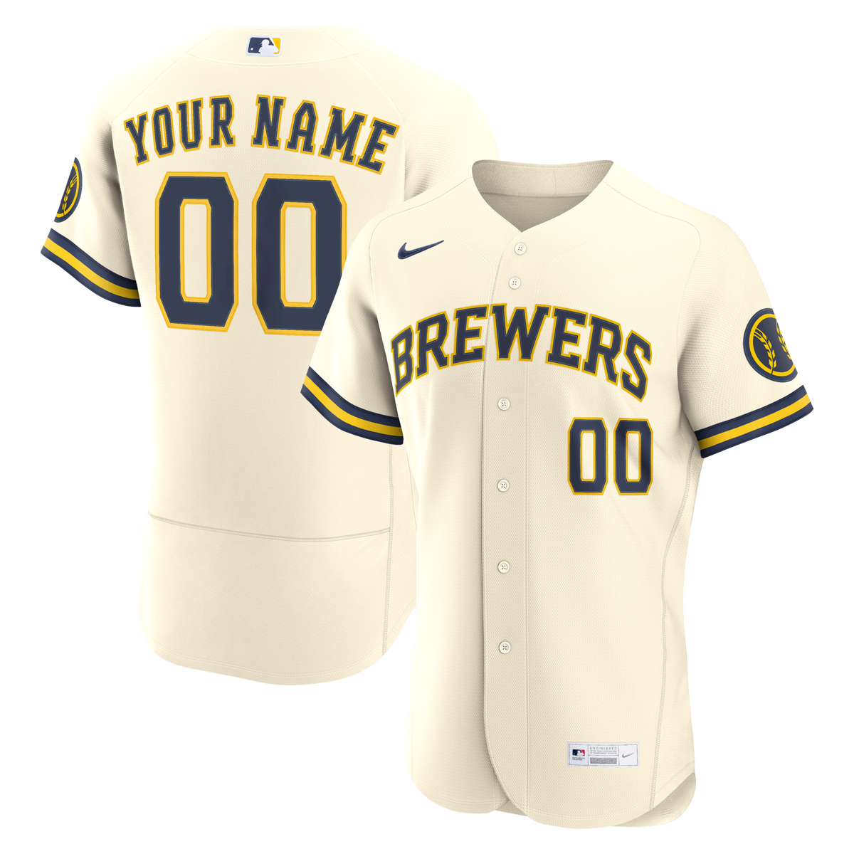 Milwaukee Brewers Cream Home Custom Baseball Jersey
