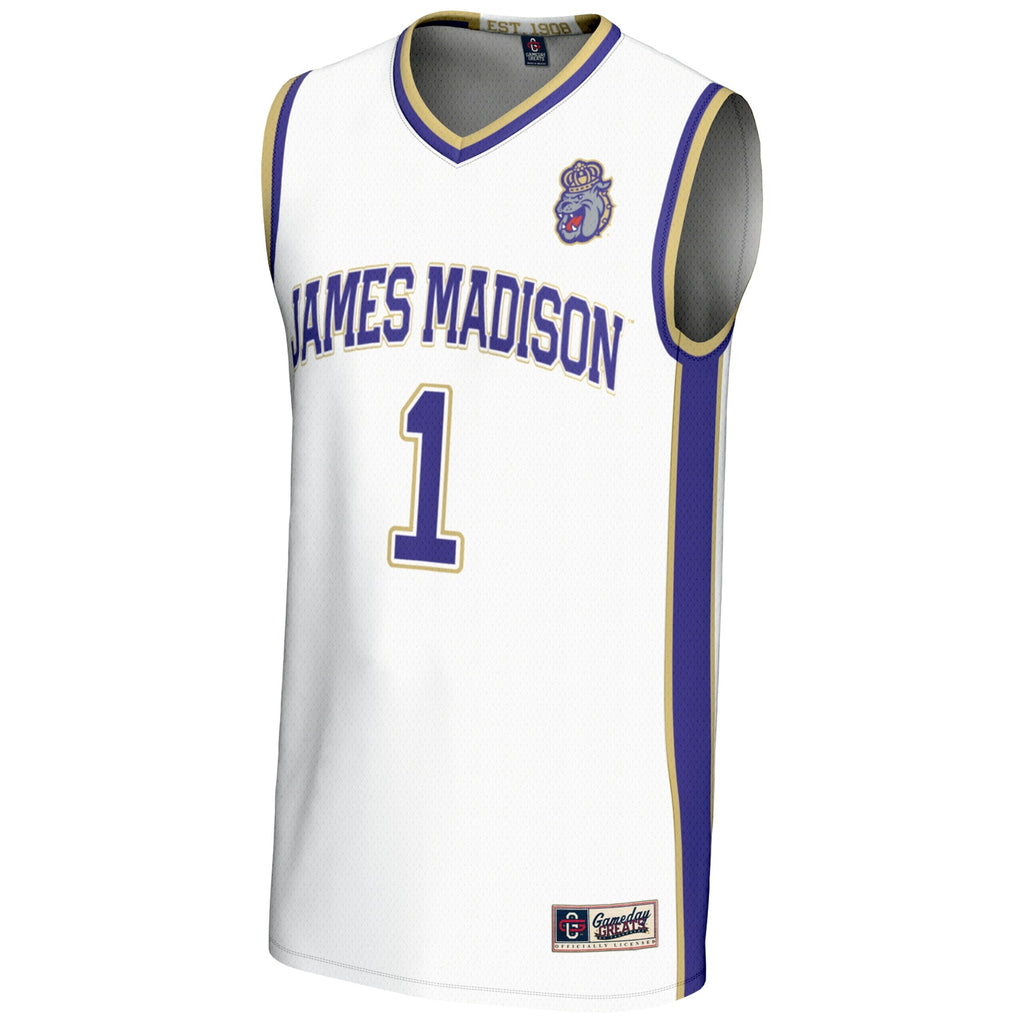 #1 James Madison Dukes Lightweight Basketball Jersey - White