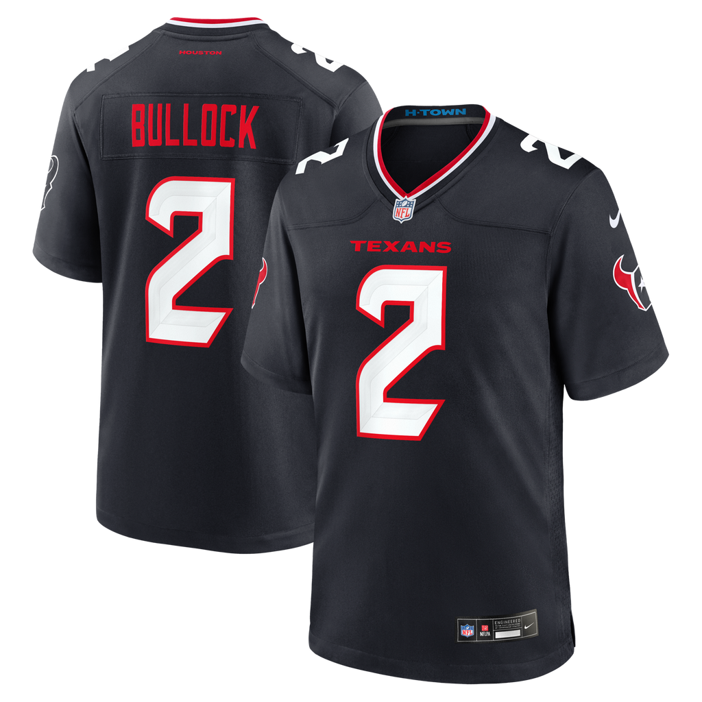 Houston Texans Calen Bullock Navy Team Game Football Jersey