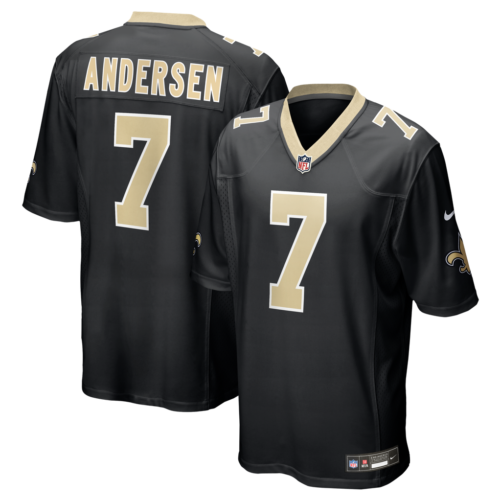 New Orleans Saints Morten Andersen Black Game Retired Player Football Jersey