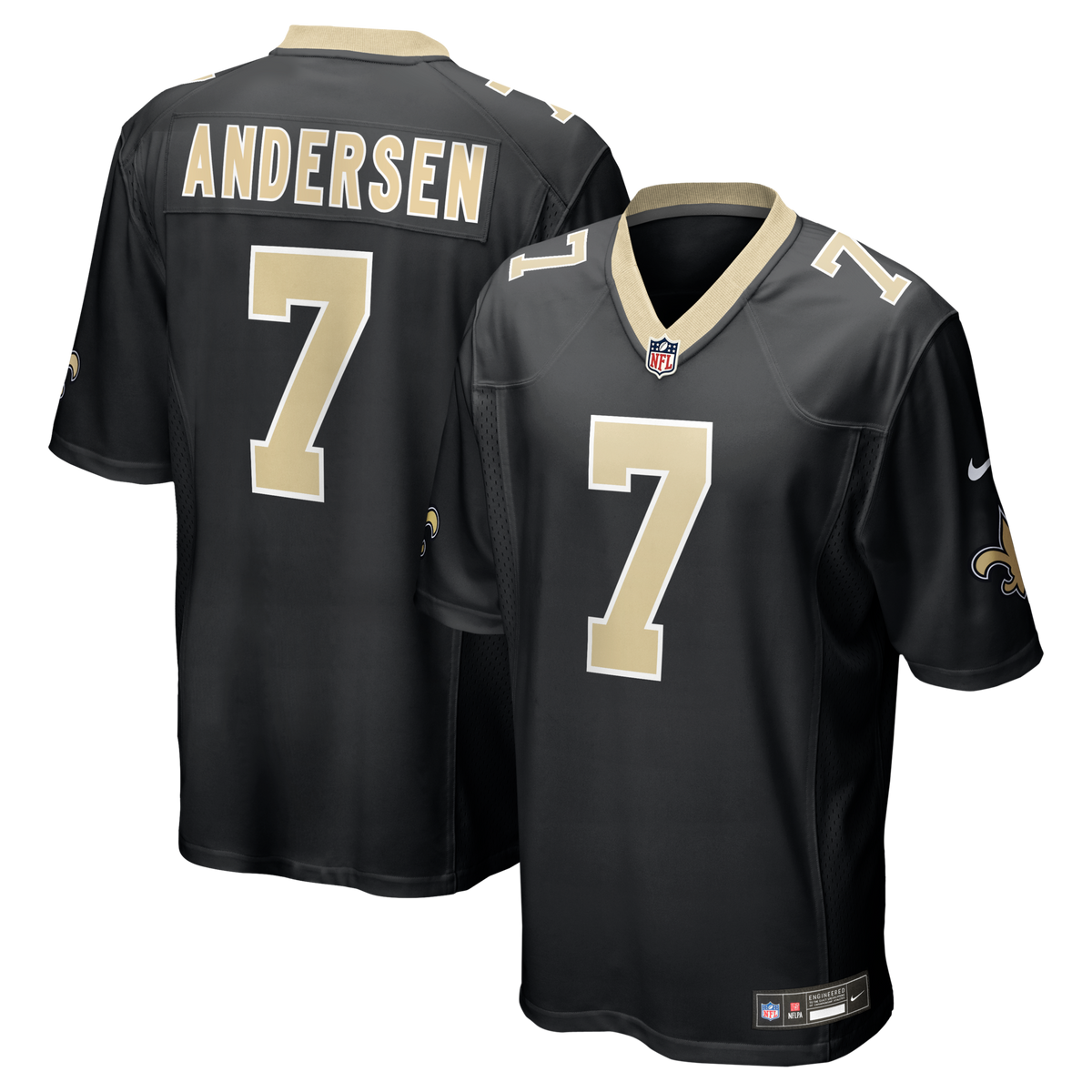 New Orleans Saints Morten Andersen Black Game Retired Player Football Jersey
