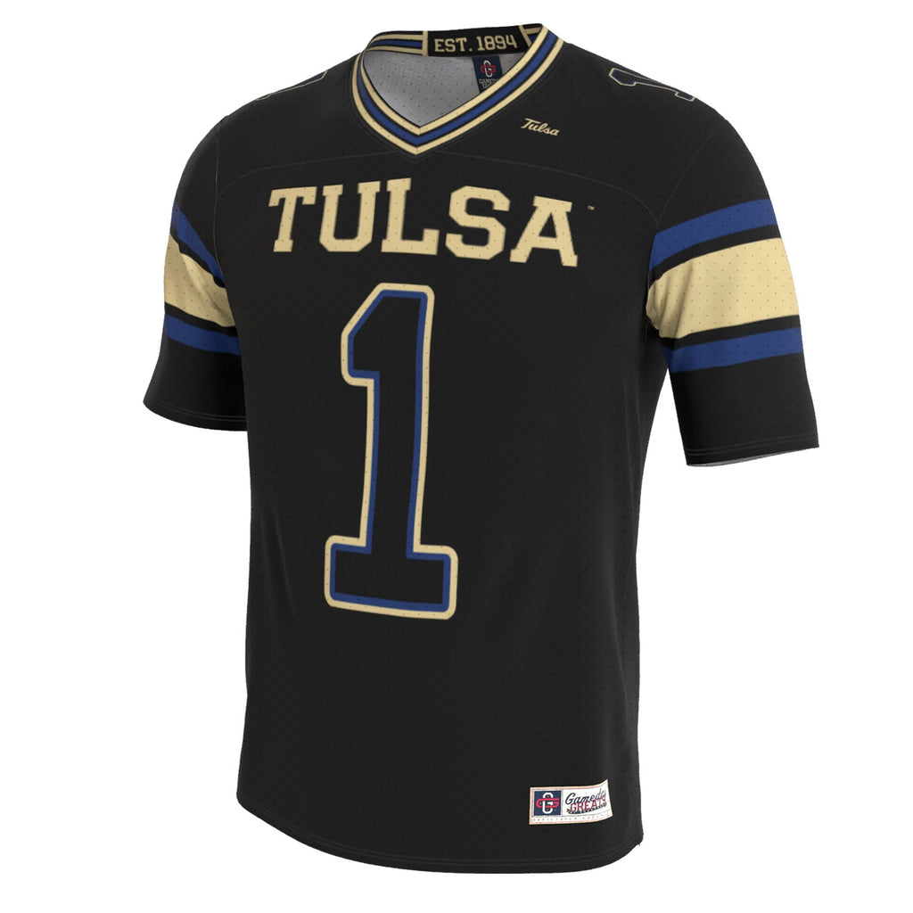 Tulsa Golden Hurricane Lightweight Collegiate Football Blackout Fashion Jersey