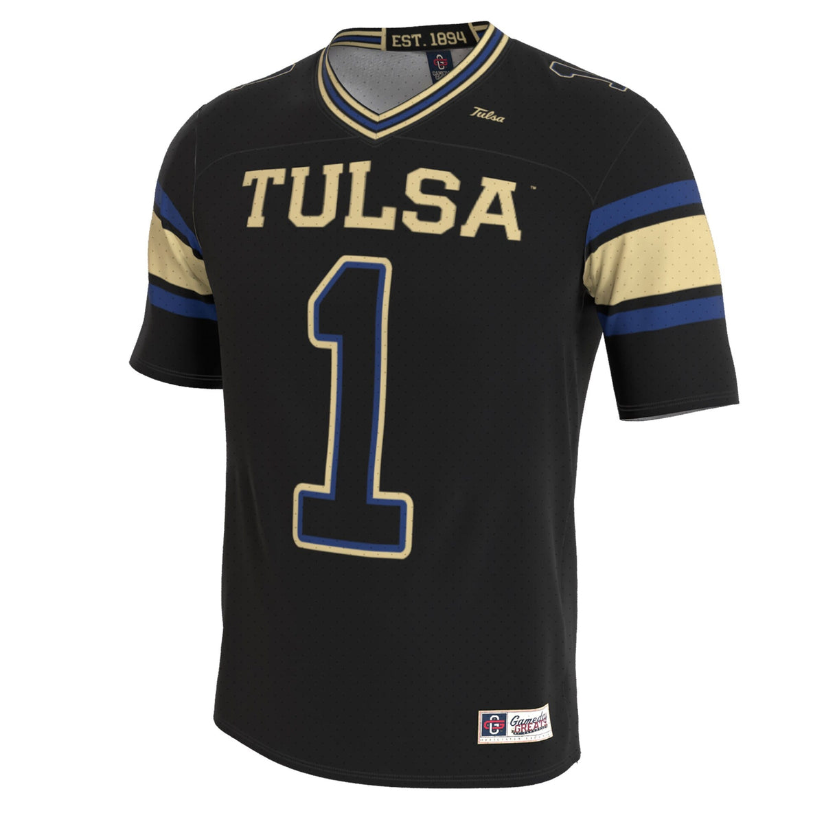 Tulsa Golden Hurricane Lightweight Collegiate Football Blackout Fashion Jersey