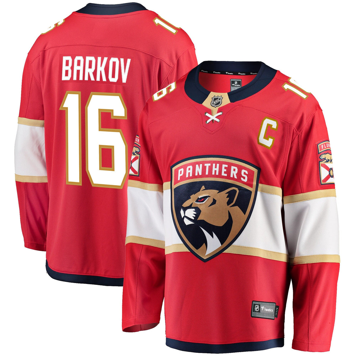 Florida Panthers Aleksander Barkov Red Captain Patch Home Breakaway Hockey Jersey