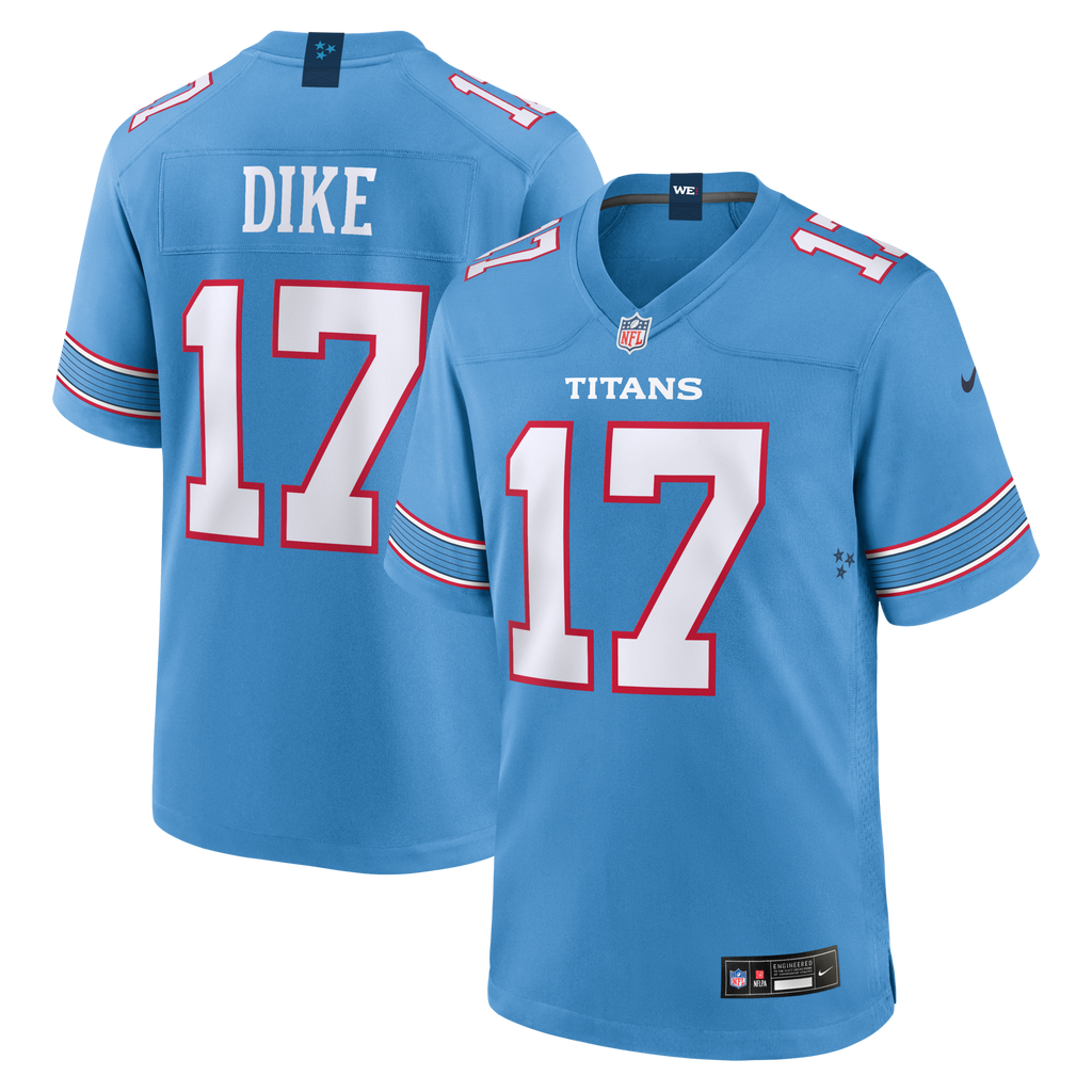 Tennessee Titans Chimere Dike Light Blue Team Game Football Jersey