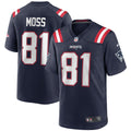 New England Patriots Randy Moss Navy Game Retired Player Football Jersey