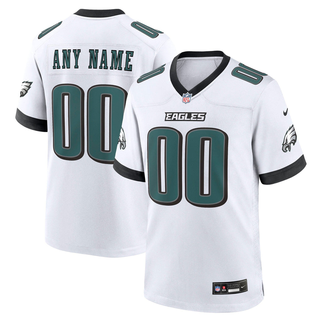 Philadelphia Eagles White White Custom Game Football Jersey