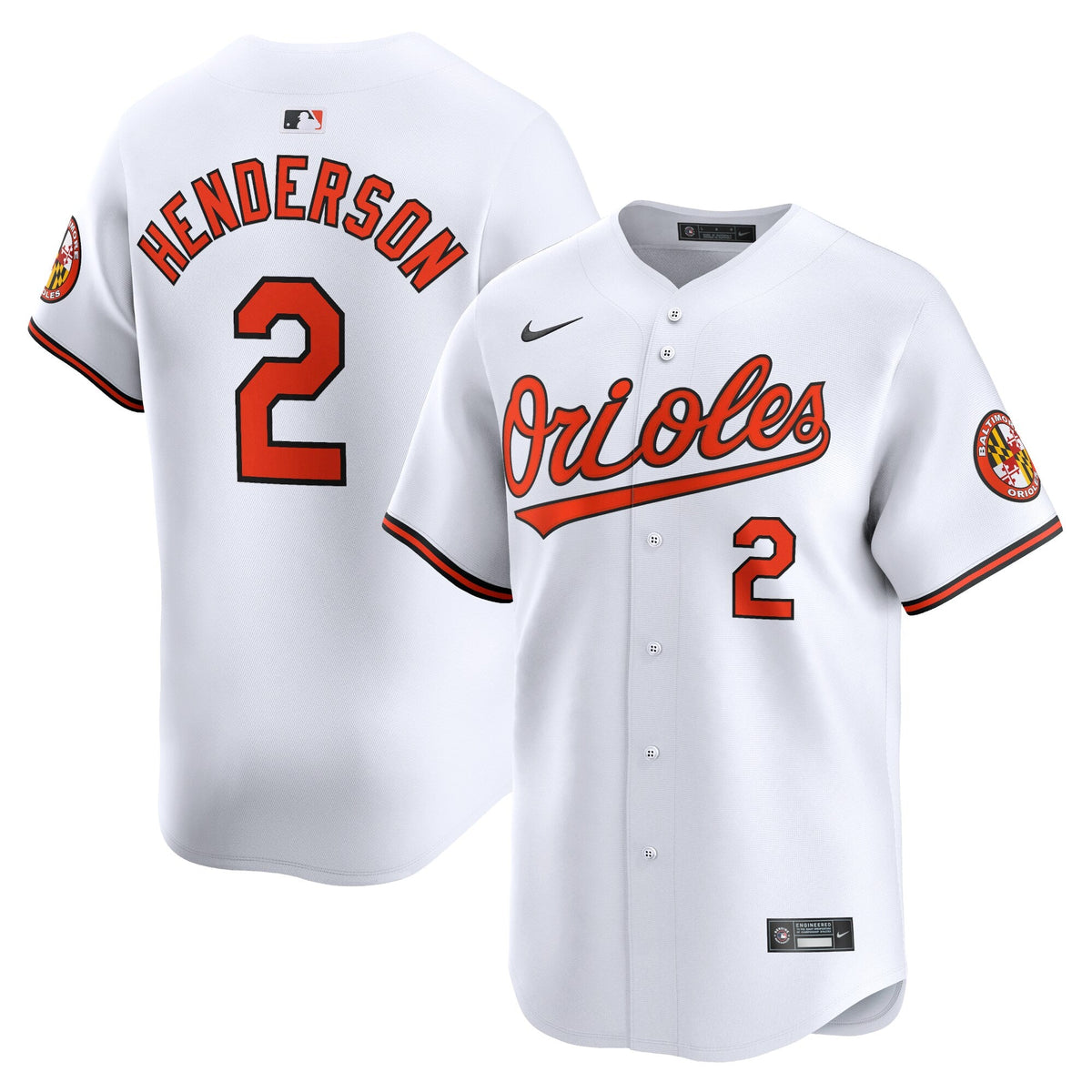 Baltimore Orioles Gunnar Henderson White Home Limited Player Baseball Jersey