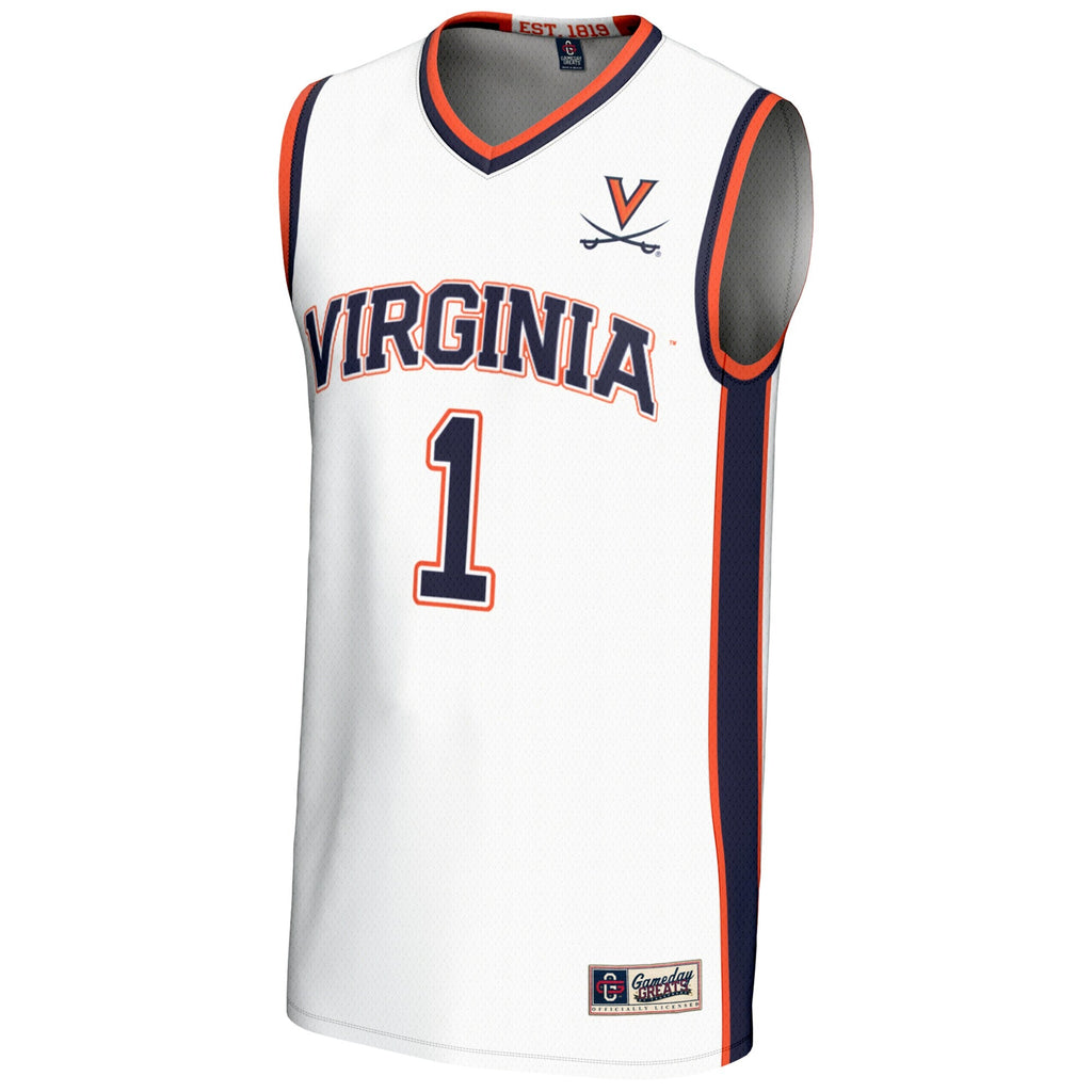 Male #1 White Virginia Cavaliers Lightweight Basketball Jersey