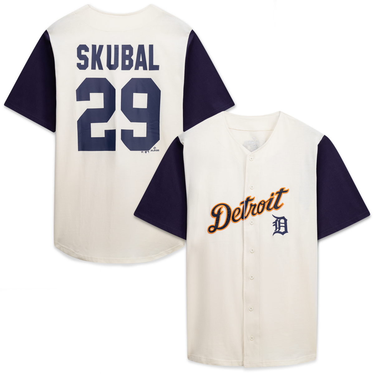 Detroit Tigers Profile Cream/Navy Big & Tall Two-Color Fashion Baseball Jersey