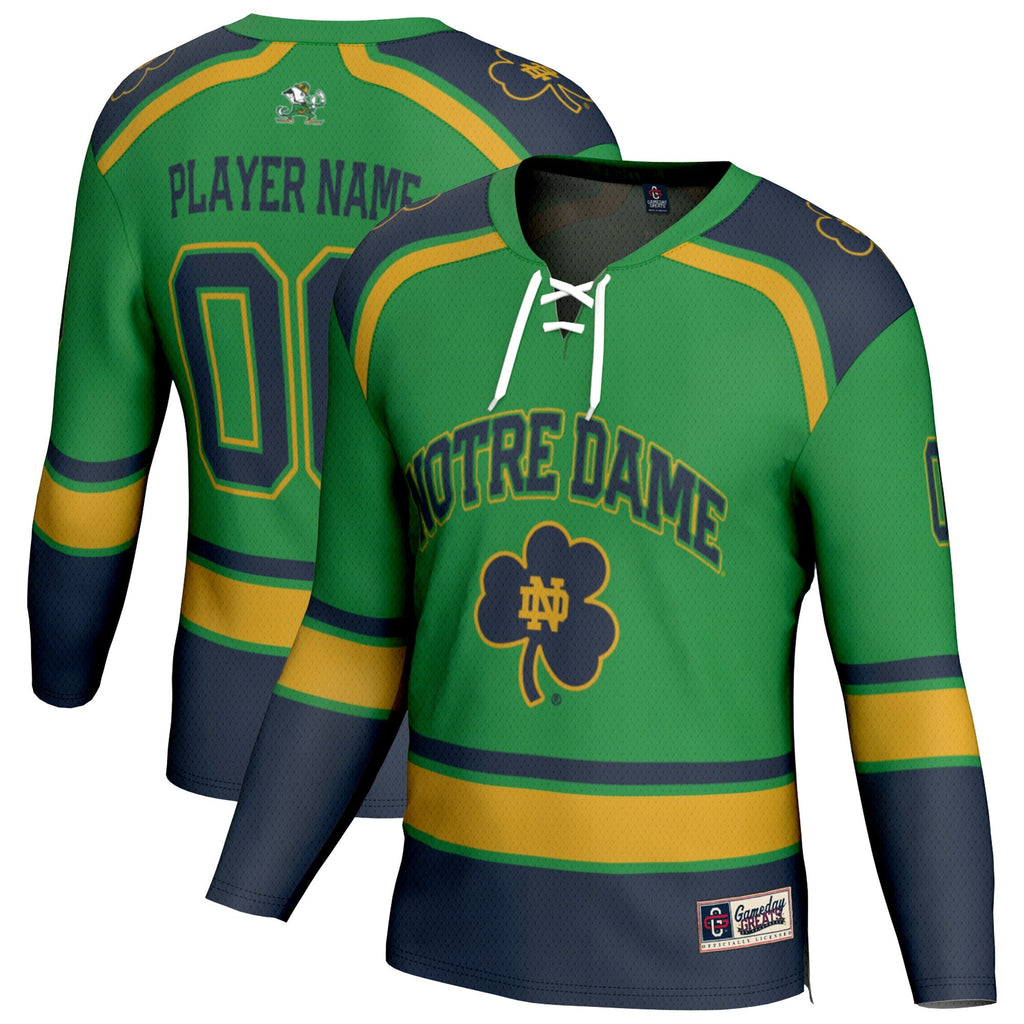 Notre Dame Fighting Irish Lightweight Hockey NIL Pick-a-Player Fashion Jersey - Green
