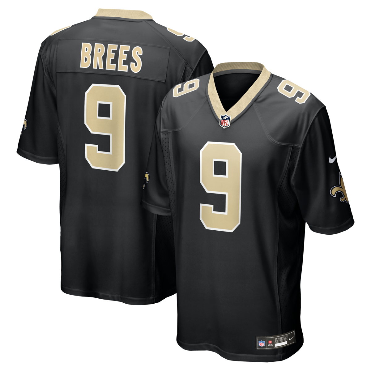 New Orleans Saints Drew Brees Black Team Game Football Jersey