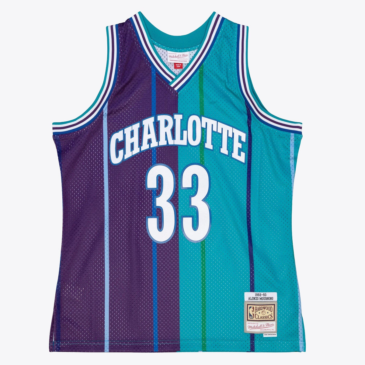 Charlotte Hornets Alonzo Mourning 1994 Split Swingman Jersey