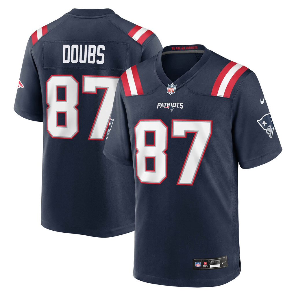 New England Patriots Romeo Doubs Navy Game Football Jersey
