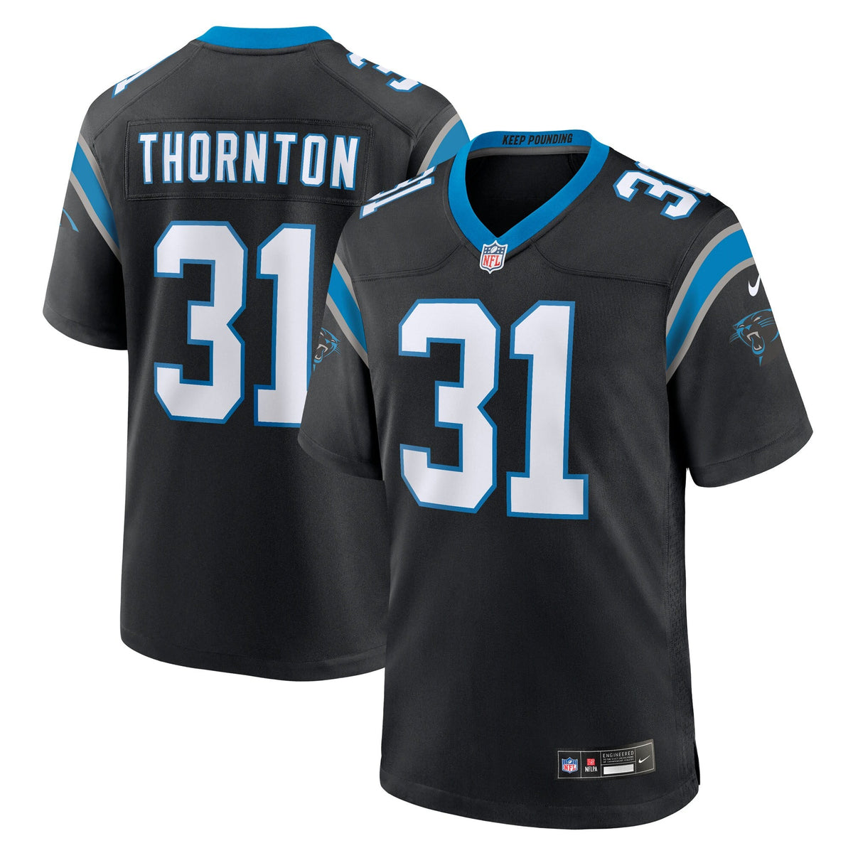 Carolina Panthers Corey Thornton Black Team Game Football Jersey