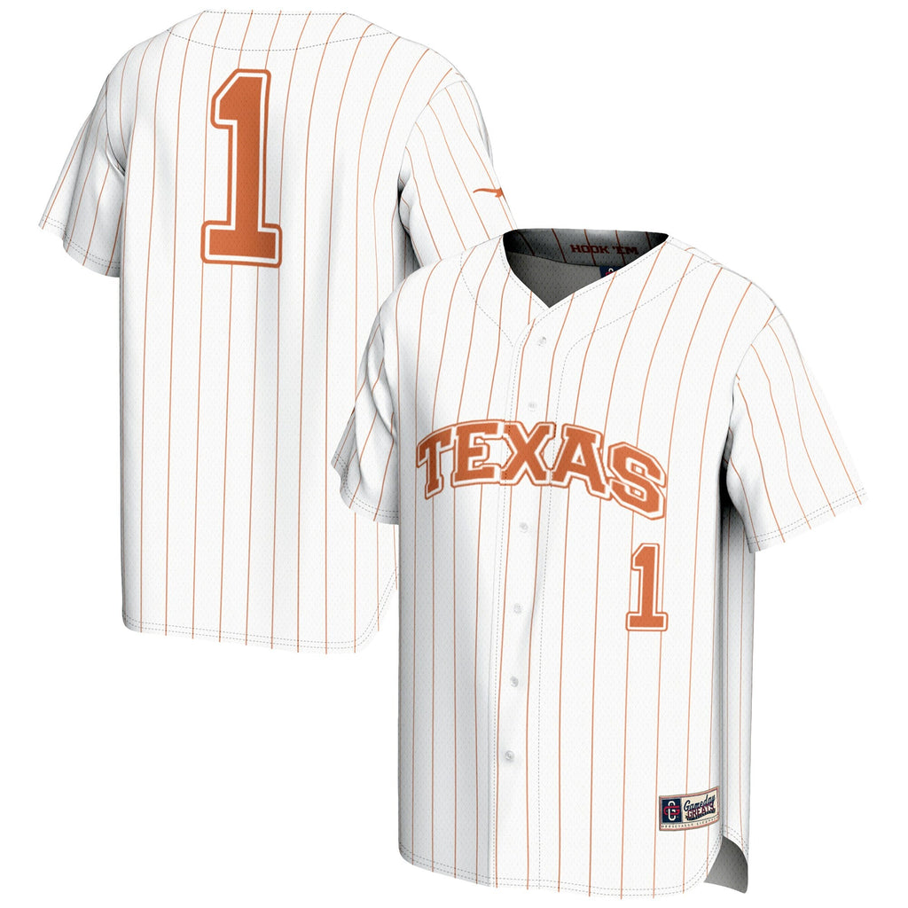 #1 White Texas Longhorns Lightweight Baseball Jersey