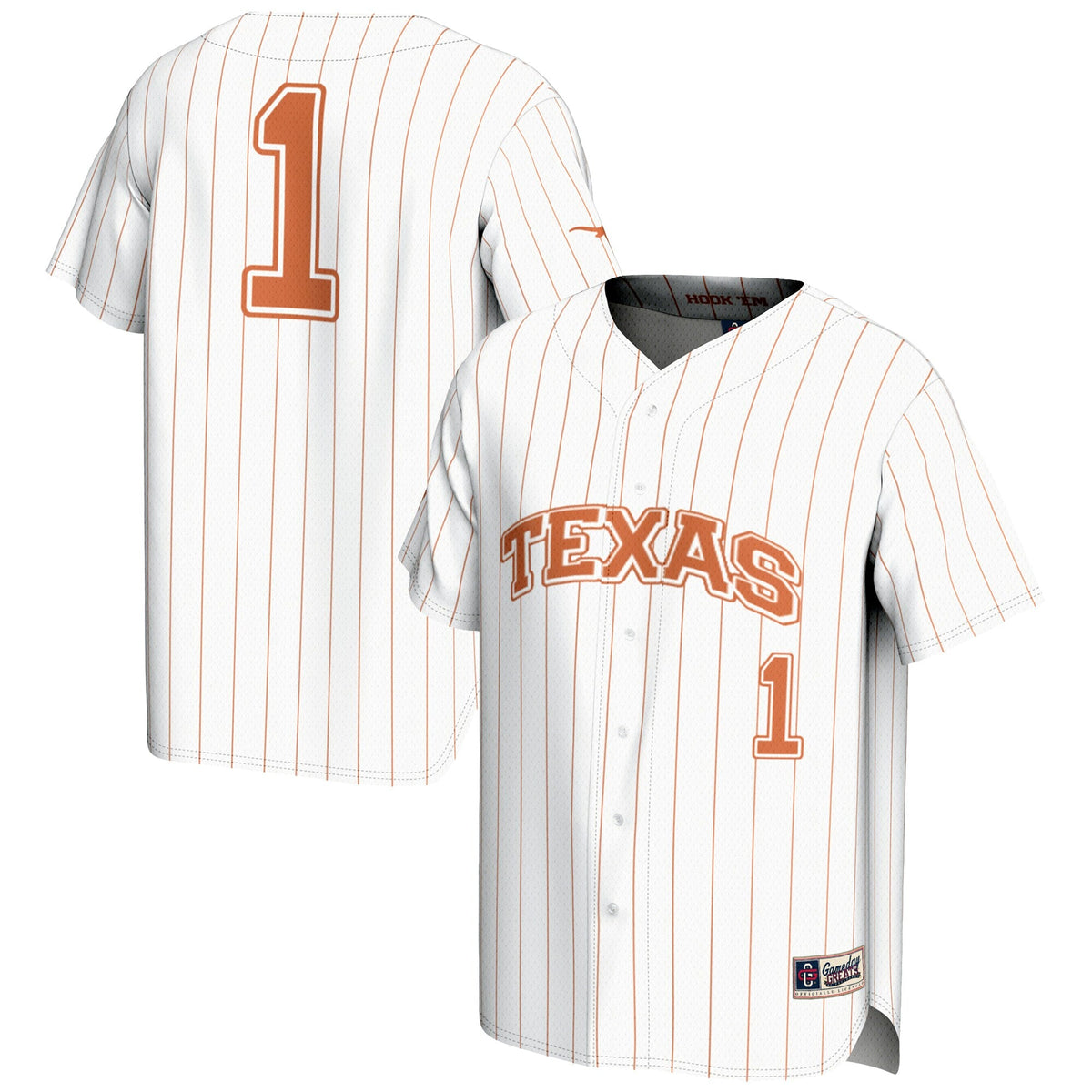 #1 White Texas Longhorns Lightweight Baseball Jersey
