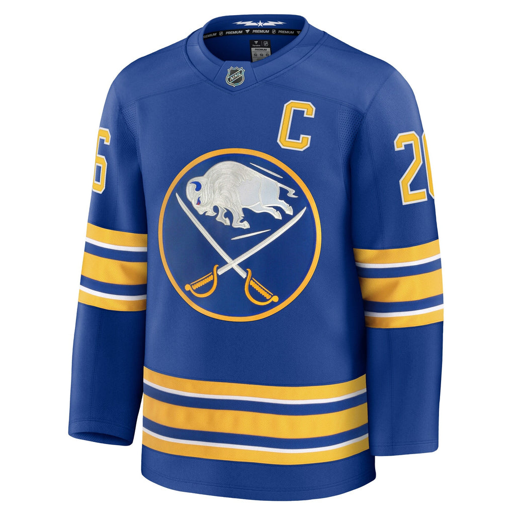 Buffalo Sabres Rasmus Dahlin Royal Premium Jersey with Captain's Patch
