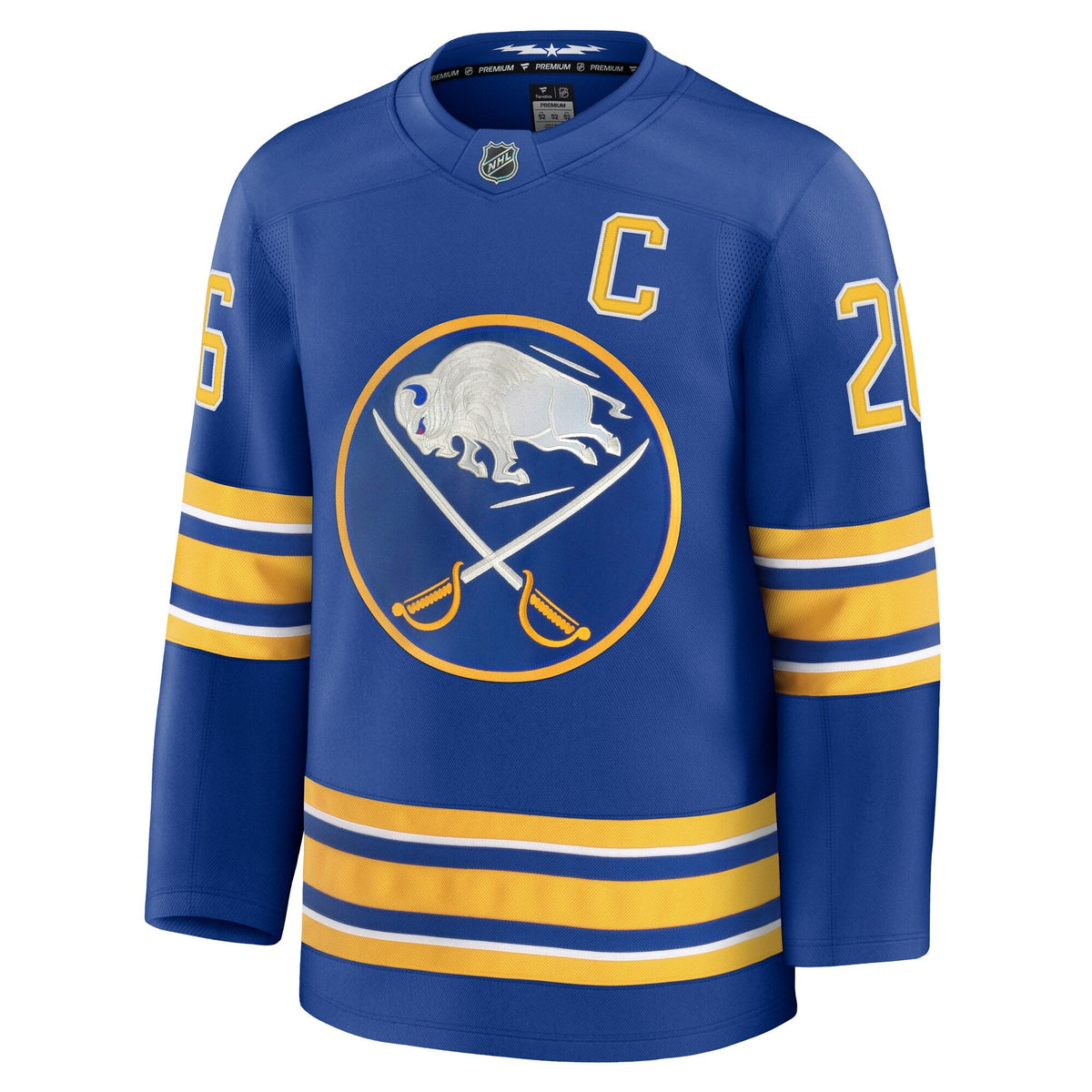 Buffalo Sabres Rasmus Dahlin Royal Premium Jersey with Captain's Patch