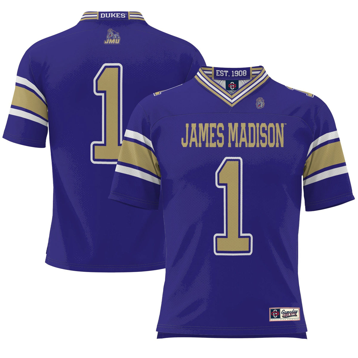 #1 James Madison Dukes Endzone Football Jersey - Purple
