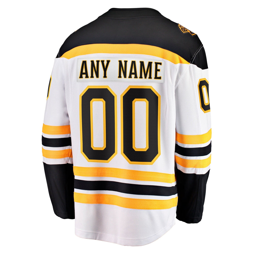 Boston Bruins White Away Breakaway Custom Hockey Jersey