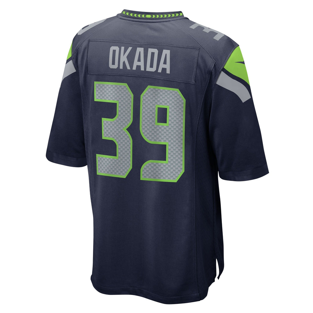 Seattle Seahawks Ty Okada College Navy Team Game Football Jersey