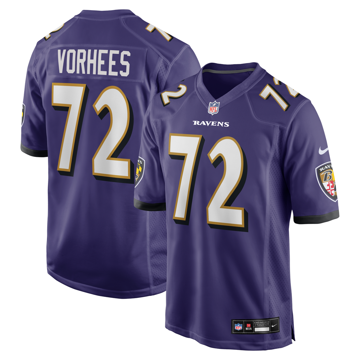 Baltimore Ravens Andrew Vorhees Purple Team Game Football Jersey
