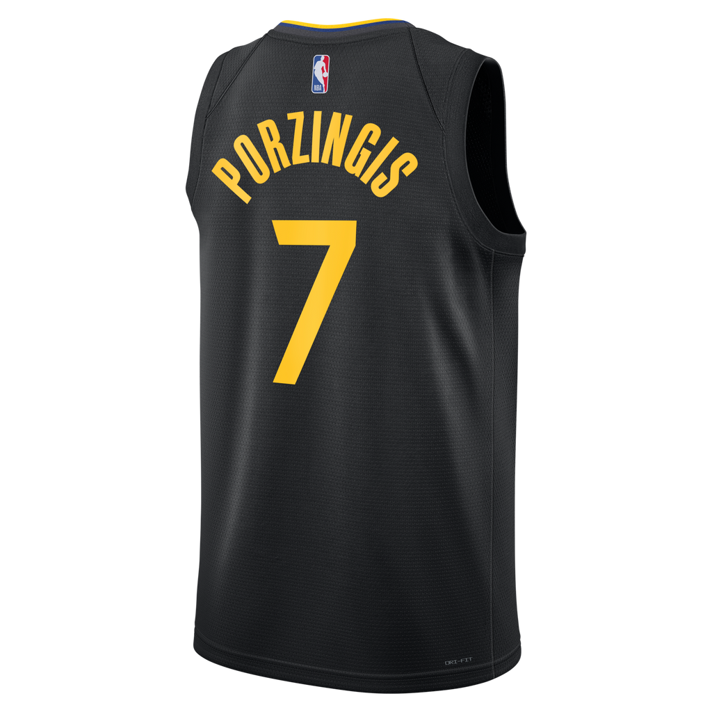 Golden State Warriors 2024/25 Statement Edition Swingman Jersey - Black - Kristaps Porziņģis