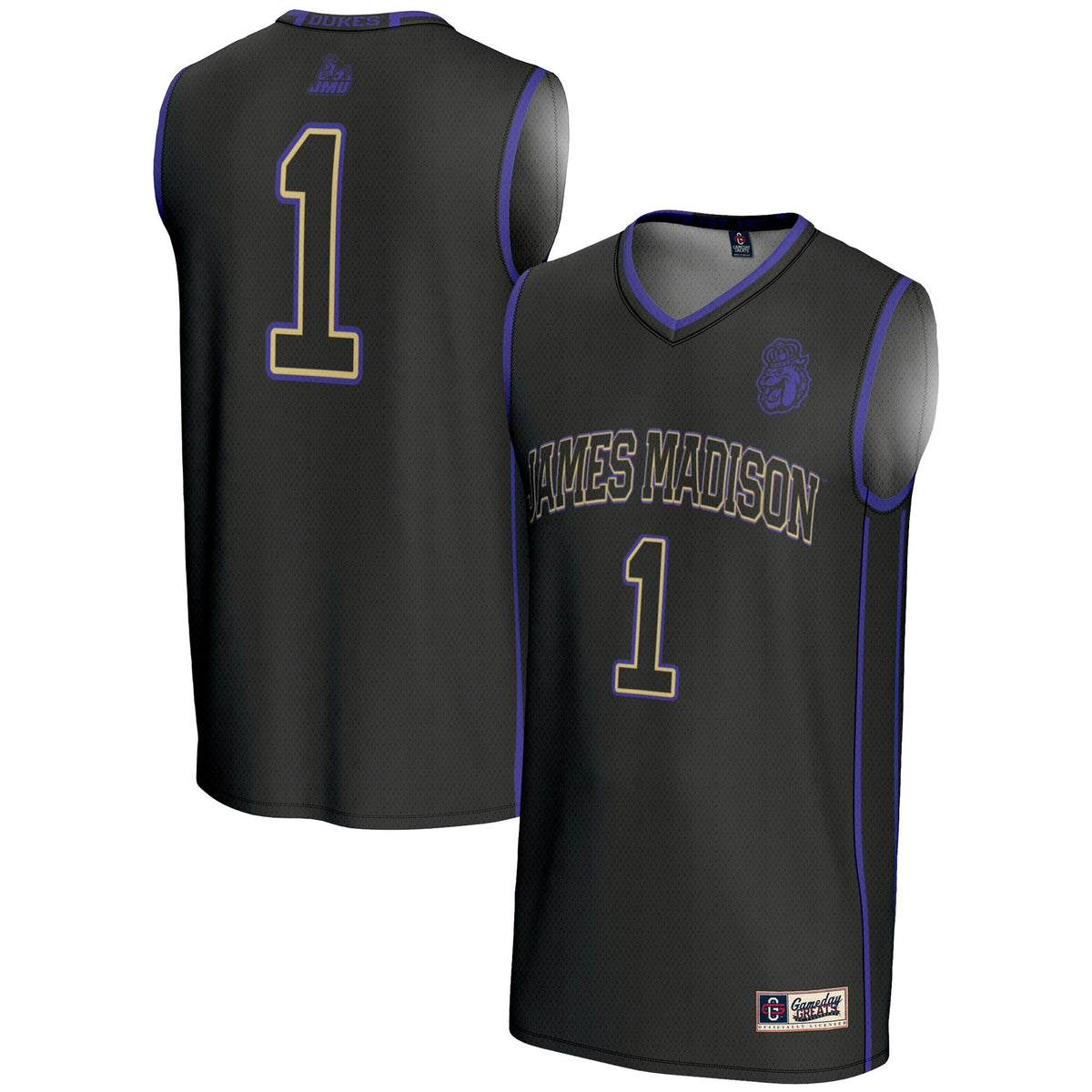 #1 James Madison Dukes Lightweight Basketball Jersey - Black