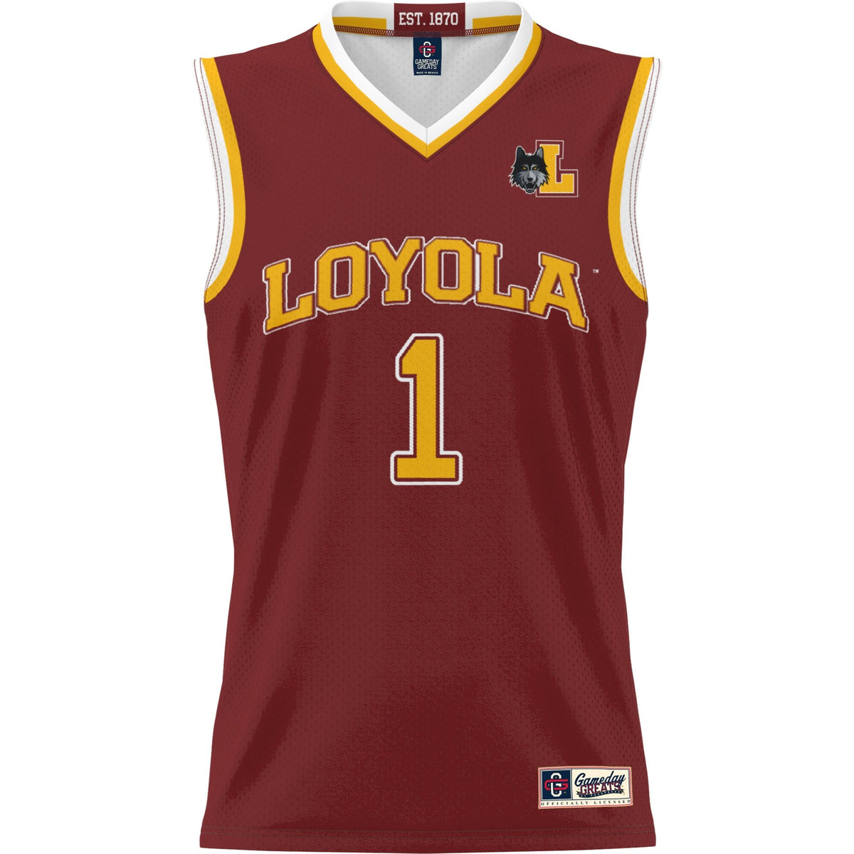 #1 Loyola Chicago Ramblers Lightweight Basketball Jersey - Maroon