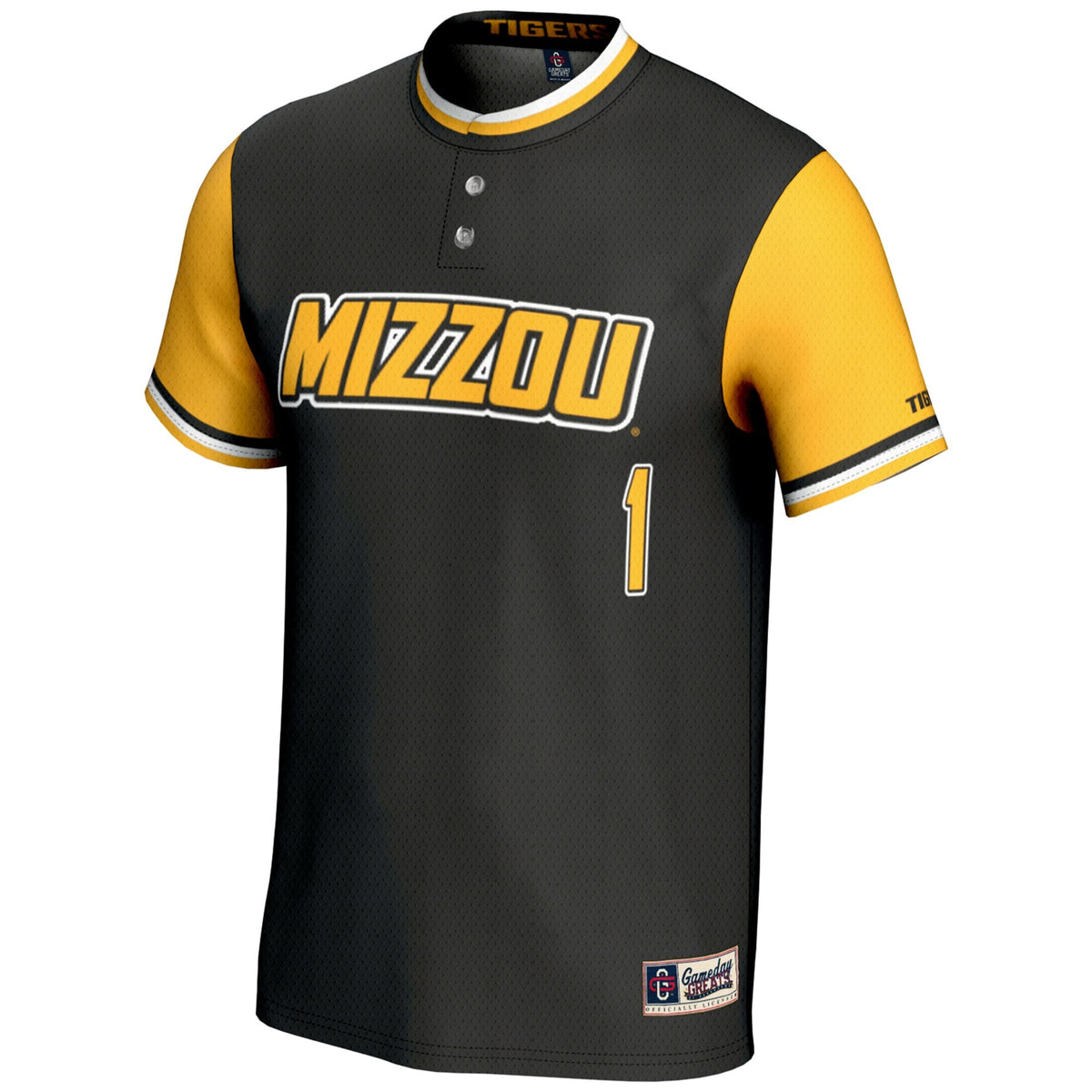 #1 Missouri Tigers Lightweight Softball Jersey - Black