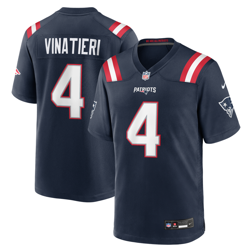 New England Patriots Adam Vinatieri Navy Team Retired Game Football Jersey
