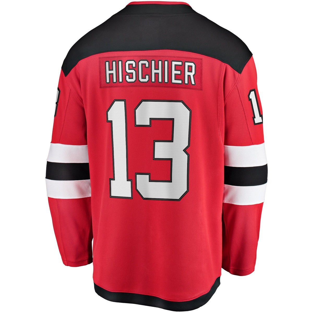 New Hockey Jersey Devils Nico Hischier Red Captain Patch Home Breakaway Jersey