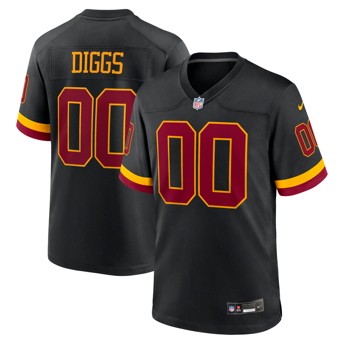 Washington Commanders Stefon Diggs Black Alternate Game Football Jersey