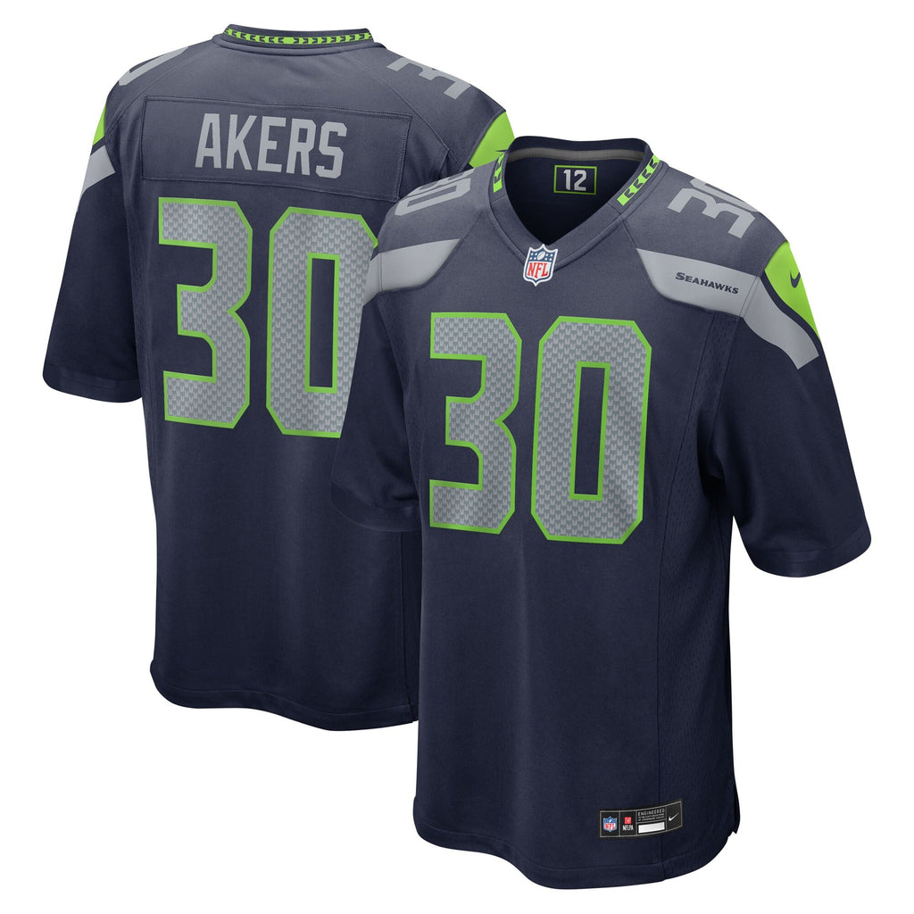 Seattle Seahawks Cam Akers College Navy Team Game Football Jersey