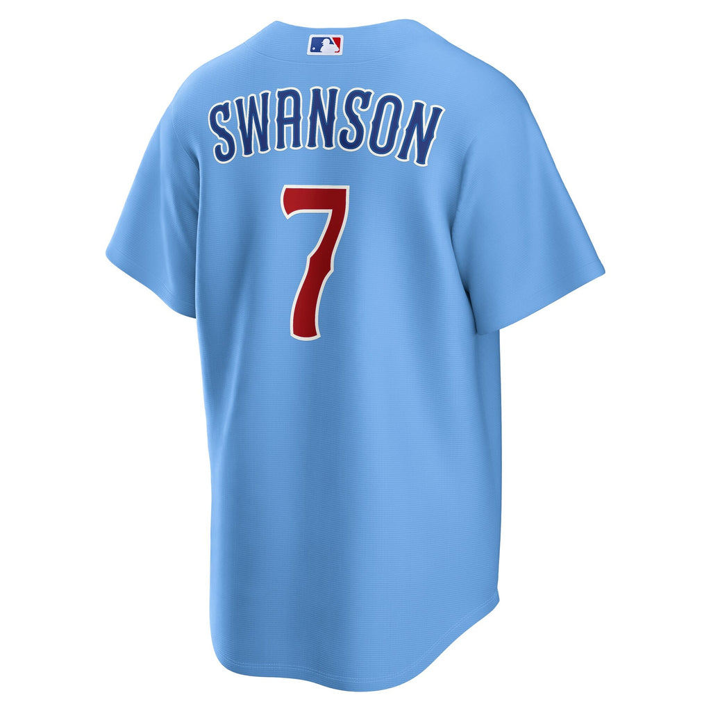 Chicago Cubs Dansby Swanson Light Blue Alternate Replica Baseball Jersey