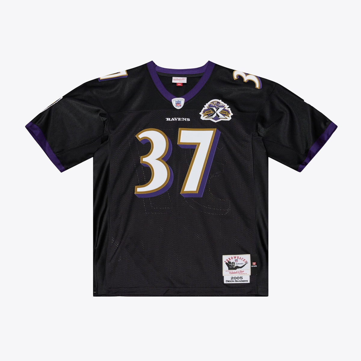 Baltimore Ravens Deion Sanders Black 2005 Throwback Football Jersey