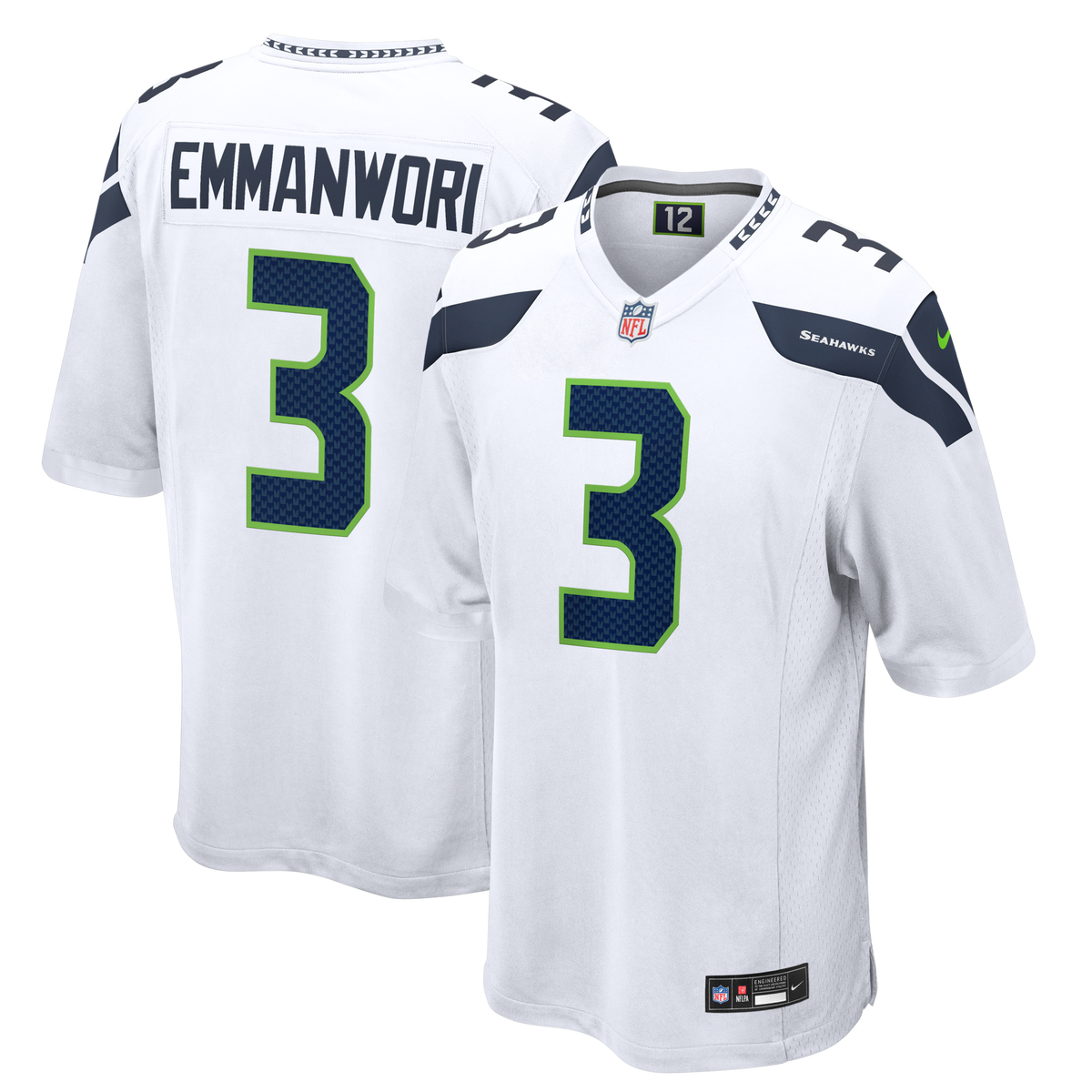 Seattle Seahawks Nick Emmanwori White Game Football Jersey