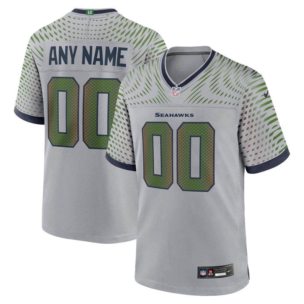 Seattle Seahawks Gray 2025 Rivalries Collection Custom Game Football Jersey