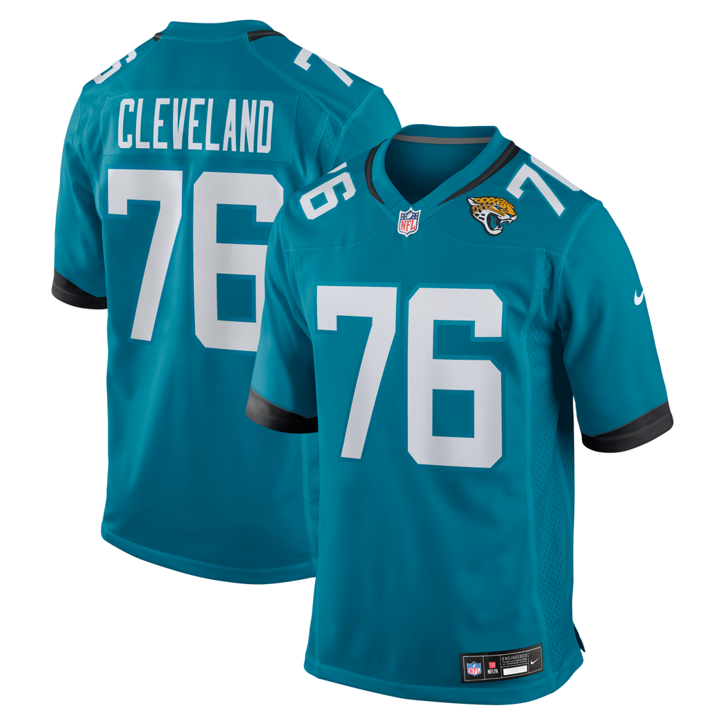 Jacksonville Jaguars Ezra Cleveland Teal Game Football Jersey