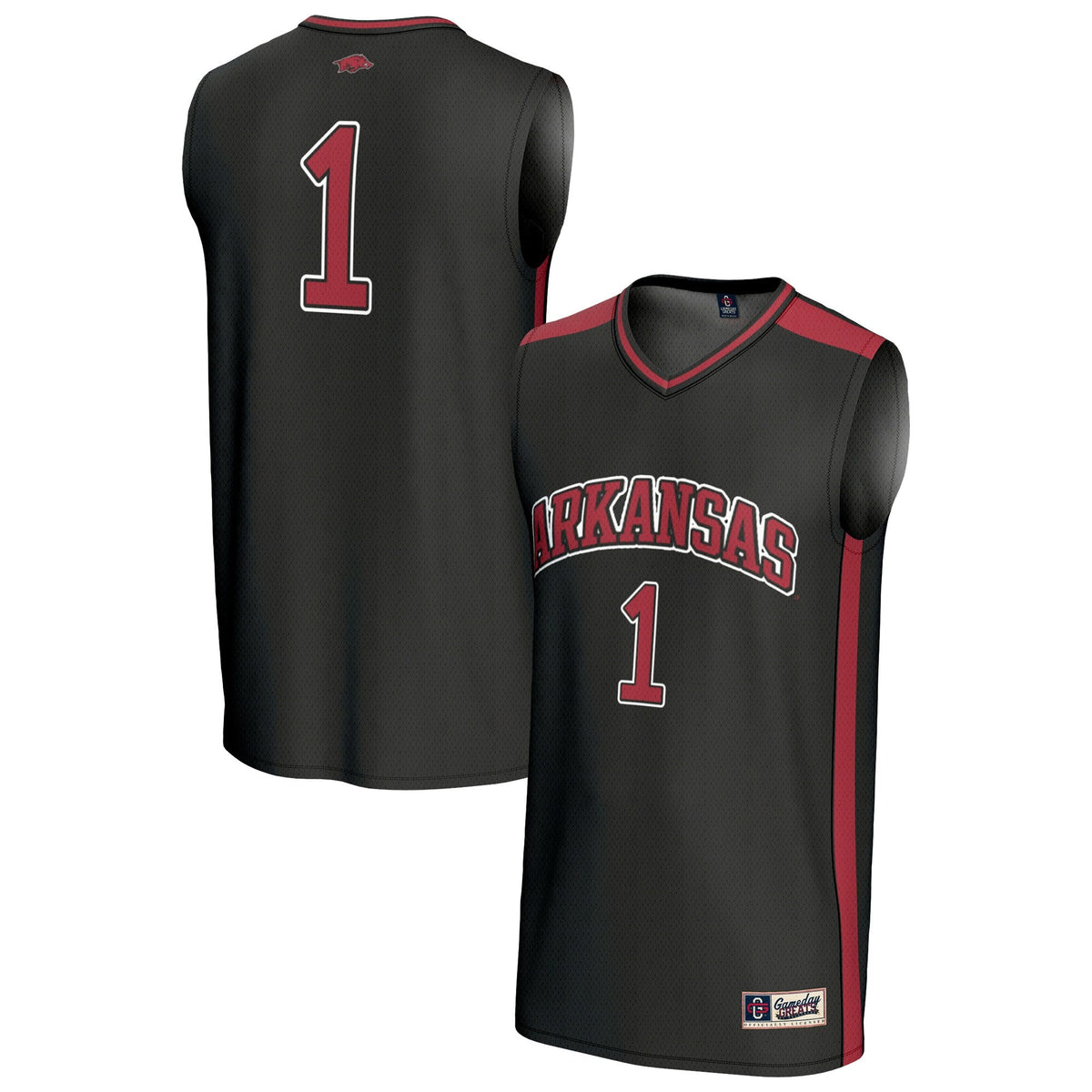 #1 Black Arkansas Razorbacks Lightweight Basketball Fashion Jersey