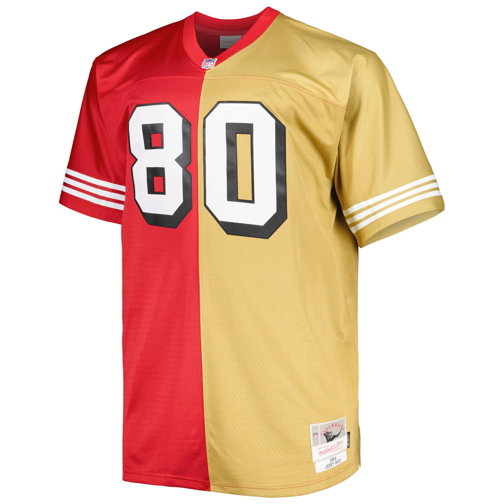 San Francisco 49ers Jerry Rice Scarlet/Gold Big & Tall Split Legacy Retired Player Replica Football Jersey