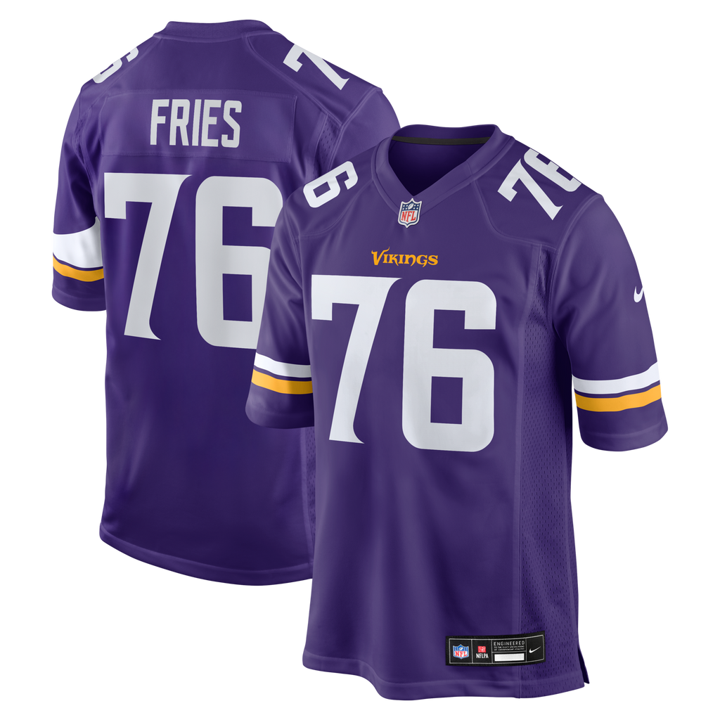 Minnesota Vikings Will Fries Purple Team Game Football Jersey