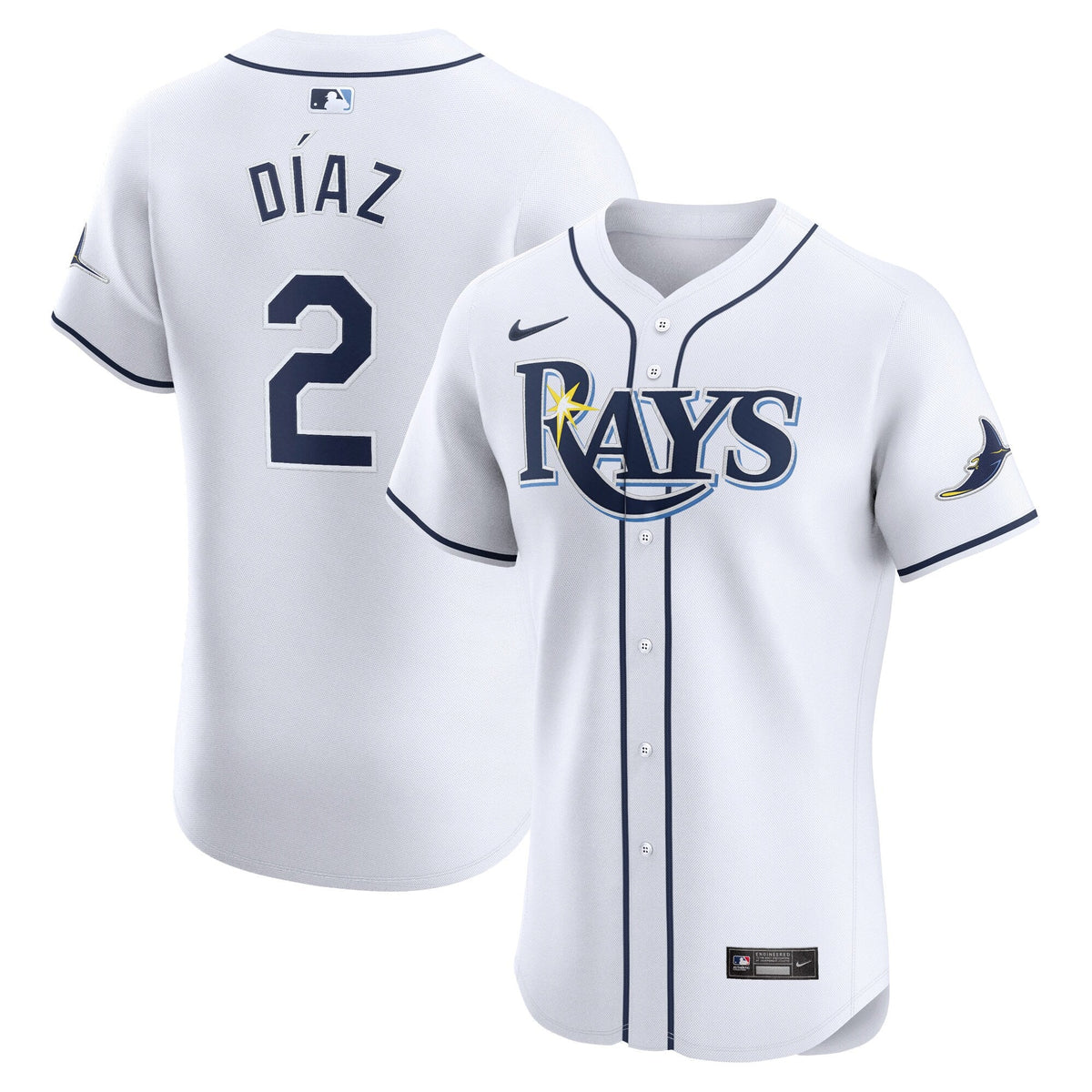 Tampa Bay Rays Yandy Diaz White Home Elite Player Baseball Jersey