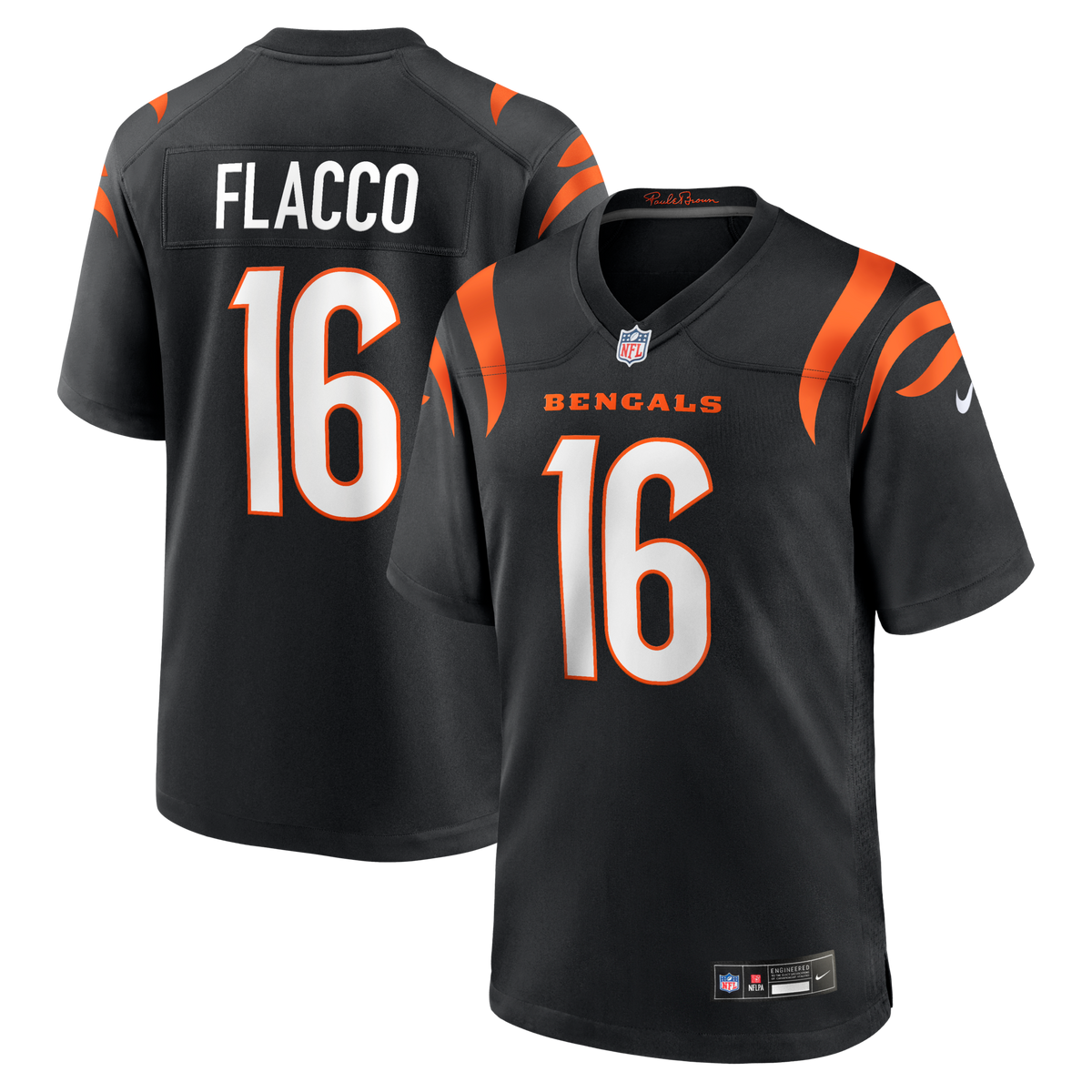 Cincinnati Bengals Joe Flacco Black Team Game Football Jersey