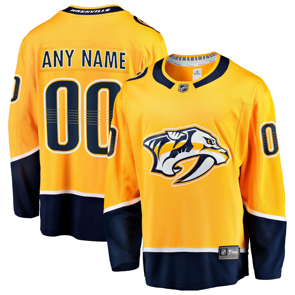 Nashville Predators Gold Home Breakaway Custom Hockey Jersey